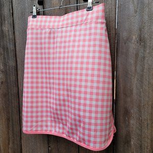 NWT- J.Crew L Large Tennis Golf Pink white Gingham Skort Skirt Shorts. Barbie!